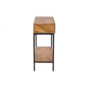Console avec 2 tiroirs en bois manguier massif et métal noir l110 cm ypster