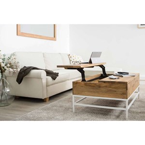 Table basse relevable rectangulaire bois manguier massif l110 cm boho