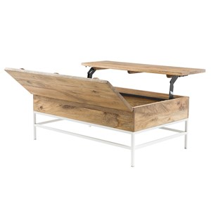 Table basse relevable rectangulaire bois manguier massif l110 cm boho