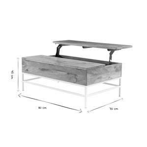 Table basse relevable rectangulaire bois manguier massif l110 cm boho