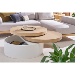 Table basse ronde avec plateaux pivotants et rangement d80 cm icon