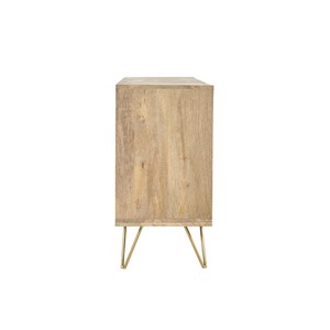Buffet gravé en bois manguier massif et métal doré l145 cm linium