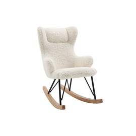 Rocking chair enfant en tissu effet peau de mouton blanc shaun