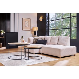 Tables basses gigognes rondes bois manguier massif, métal noir (lot de 2) ledge