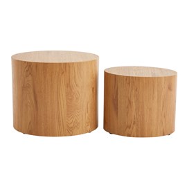 Tables basses gigognes ovales bois clair finition chêne (lot de 2) woody