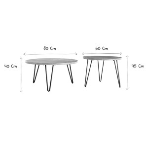 Tables basses gigognes rondes bois manguier massif, métal noir (lot de 2) vibes