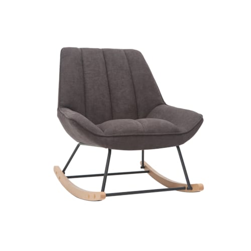 Miliboo - Rocking chair en tissu effet velours gris foncé billie