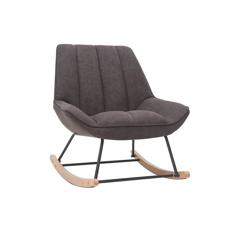 Rocking chair en tissu effet velours gris foncé billie