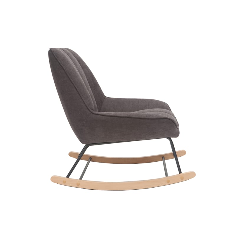 Rocking chair en tissu effet velours gris foncé billie (Miliboo) - Image 1