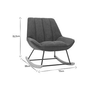 Rocking chair en tissu effet velours gris foncé billie