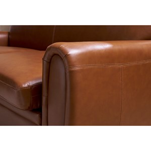 Canapé convertible 3 places cuir marron et bois noir avec matelas 9 cm club