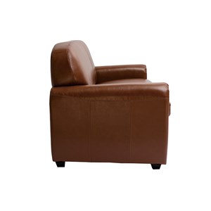 Canapé convertible 3 places cuir marron et bois noir avec matelas 9 cm club