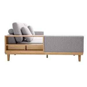 Canapé d'angle 5 places en tissu effet velours texturé gris clair komao