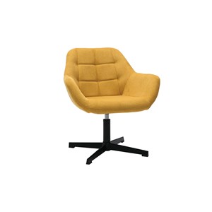 Fauteuil pivotant en tissu effet velours jaune moutarde et métal noir darwin