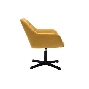 Fauteuil pivotant en tissu effet velours jaune moutarde et métal noir darwin