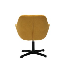 Fauteuil pivotant en tissu effet velours jaune moutarde et métal noir darwin