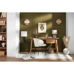 Chaises en tissu effet laine bouclée écru et métal noir (lot de 2) rosalie