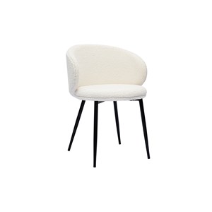 Chaises en tissu effet laine bouclée écru et métal noir (lot de 2) rosalie
