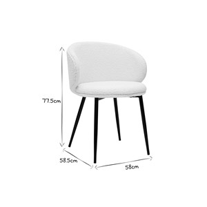Chaises en tissu effet laine bouclée écru et métal noir (lot de 2) rosalie