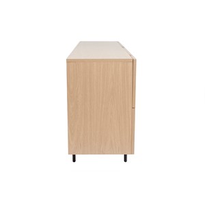 Buffet finition bois clair chêne et métal noir 2 portes 4 tiroirs l180 cm alaska