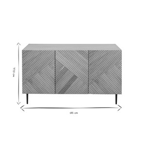 Buffet en bois clair chêne massif gravé et métal noir 3 portes l135 cm archipel