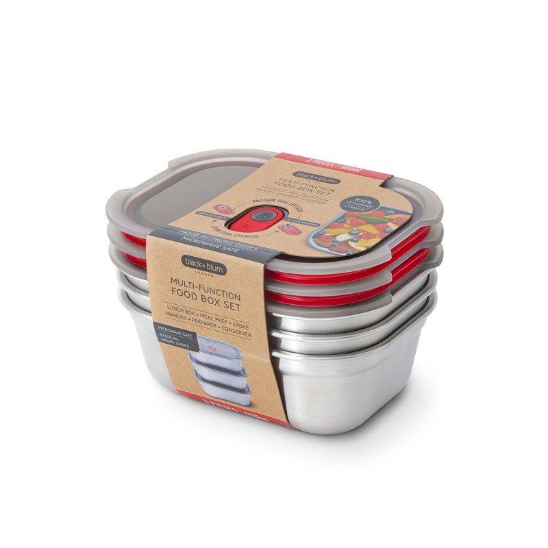 Lunch box en inox micro-ondable -set de 3 x 600ml