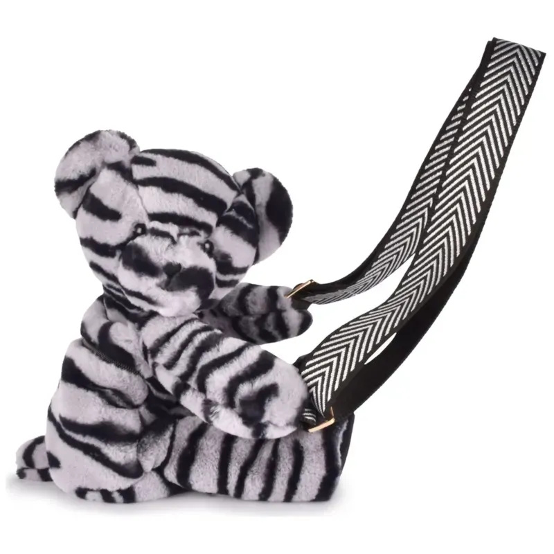 Sac bandoulière ours zébré en peluche