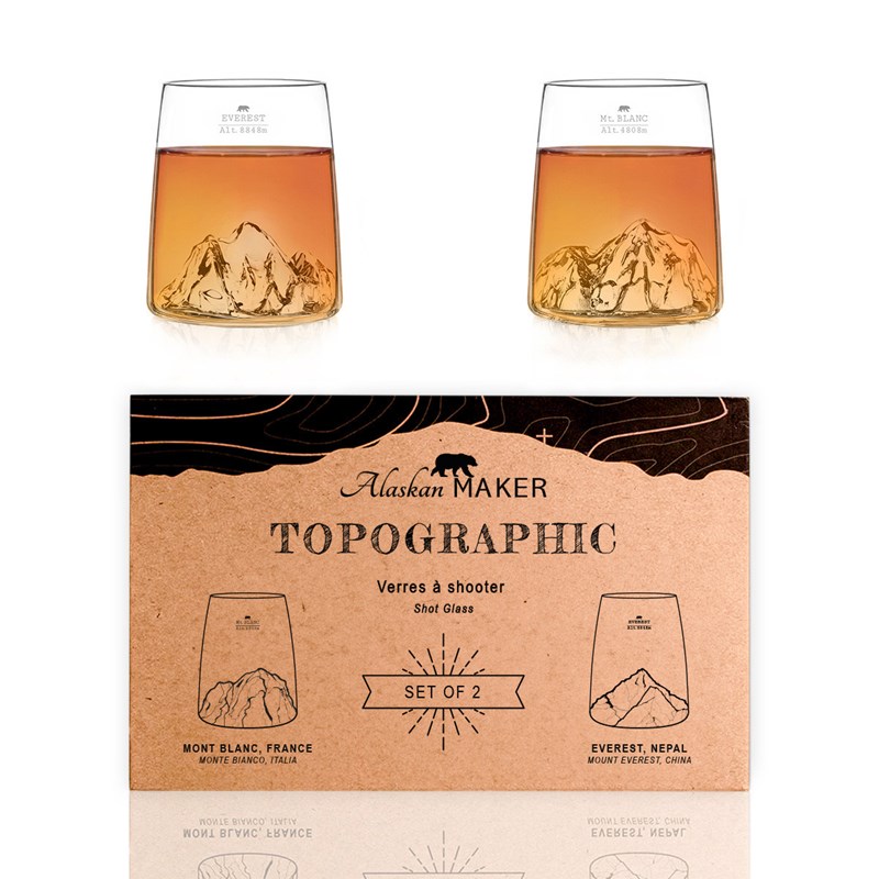Set de 2 shooters topographic - everest & mont blanc