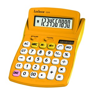 Calculatrice de bureau jaune 10 chiffres avec écran à angle ajustable