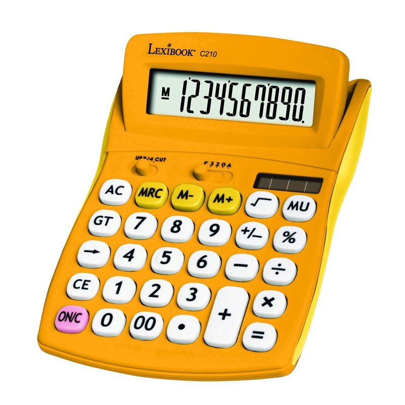 Calculatrice de bureau jaune 10 chiffres avec écran à angle ajustable