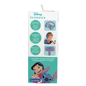 Casque 2 en 1 stitch bluetooth et filaire avec limitation de son