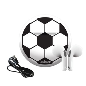 Écouteurs sans fil bluetooth football avec étui de chargement et de rangement