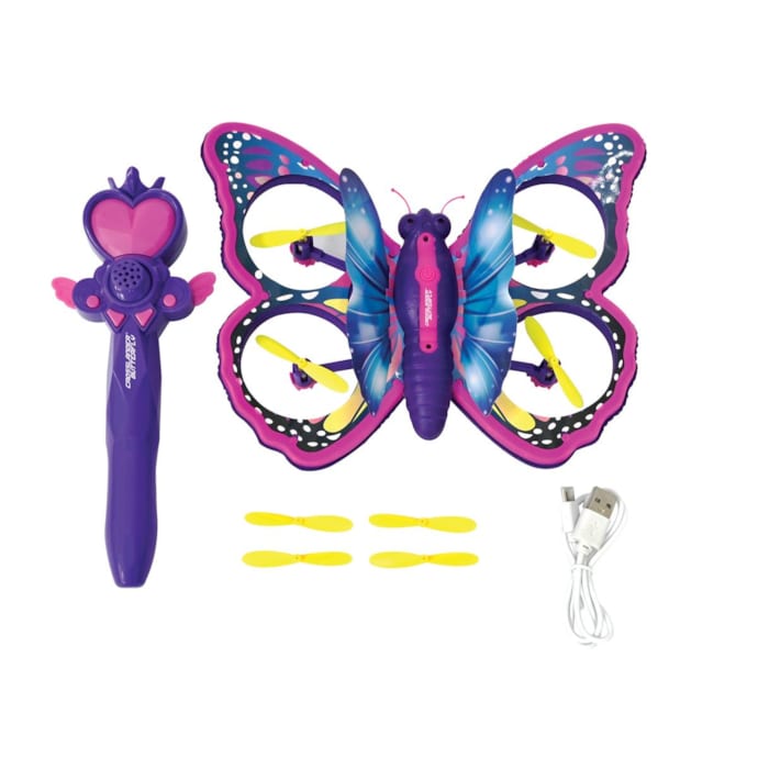 Lexibook Crosslander Butterfly – Papillon Volant Télécommandé Rose, Loopings, Lumières & Sons, Jusqu'à 12 Km/h
