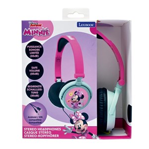 Casque stéréo filaire pliable minnie mouse avec limitation de volume d'écoute