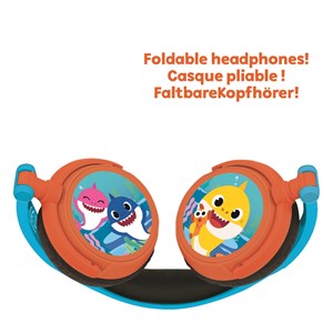 Casque stéréo filaire pliable baby shark avec limitation de volume d'écoute
