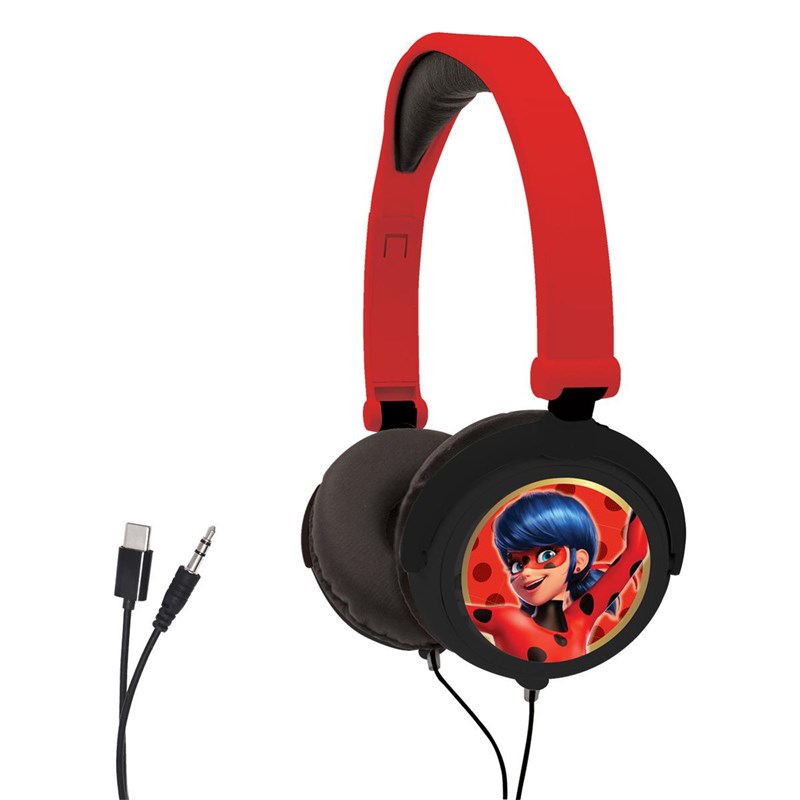 Casque stéréo filaire pliable miraculous avec limitation de volume d'écoute