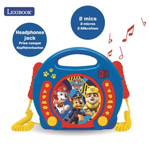 Lecteur cd portable avec 2 microphones pat patrouille