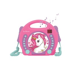 Lecteur cd portable avec 2 microphones coloris licorne