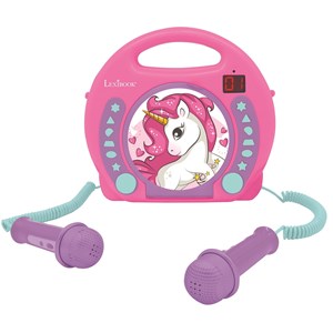 Lecteur cd portable avec 2 microphones coloris licorne