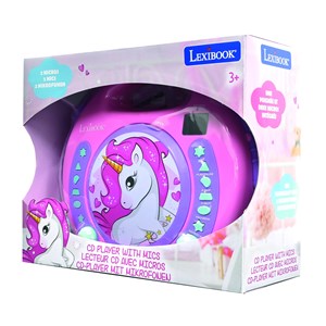 Lecteur cd portable avec 2 microphones coloris licorne