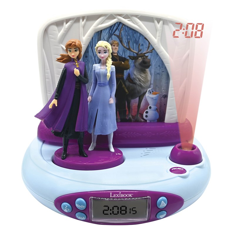 Réveil projecteur reine des neiges avec anna et elsa en 3d