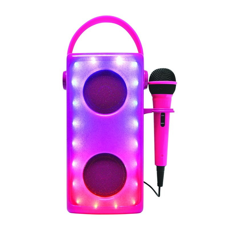 Enceinte bluetooth lumineuse rose avec micro