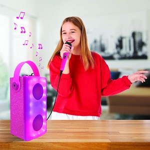 Enceinte bluetooth lumineuse rose avec micro