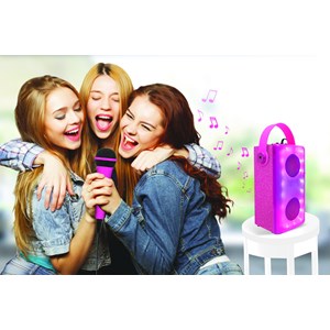 Enceinte bluetooth lumineuse rose avec micro