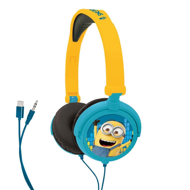 Casque stéréo filaire pliable avec limitation de volume d'écoute les minions