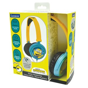 Casque stéréo filaire pliable avec limitation de volume d'écoute les minions