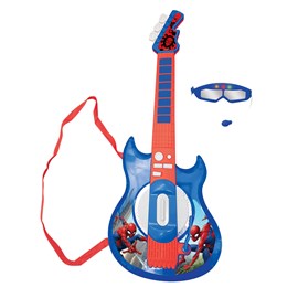 Guitare électronique lumineuse avec lunettes et micro spider-man