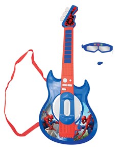 Guitare électronique lumineuse avec lunettes et micro spider-man