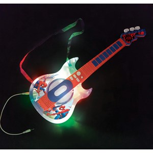 Guitare électronique lumineuse avec lunettes et micro spider-man
