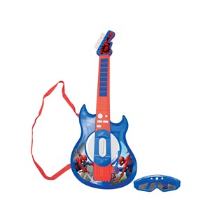 Guitare électronique lumineuse avec lunettes et micro spider-man